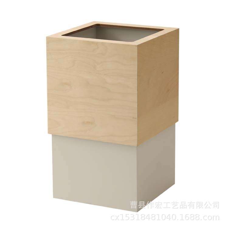 日式迷你酒店厨房小号创意带盖民宿办公室纸篓方形木质家用垃圾桶