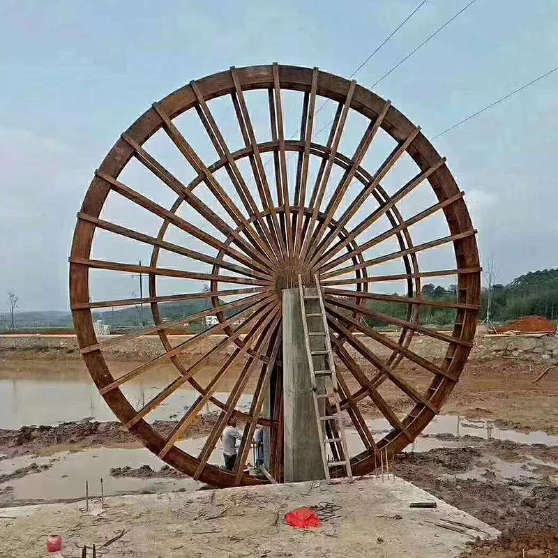 户外景观电动水车防腐实木古建水车公园风水轮农家乐园林景观水车
