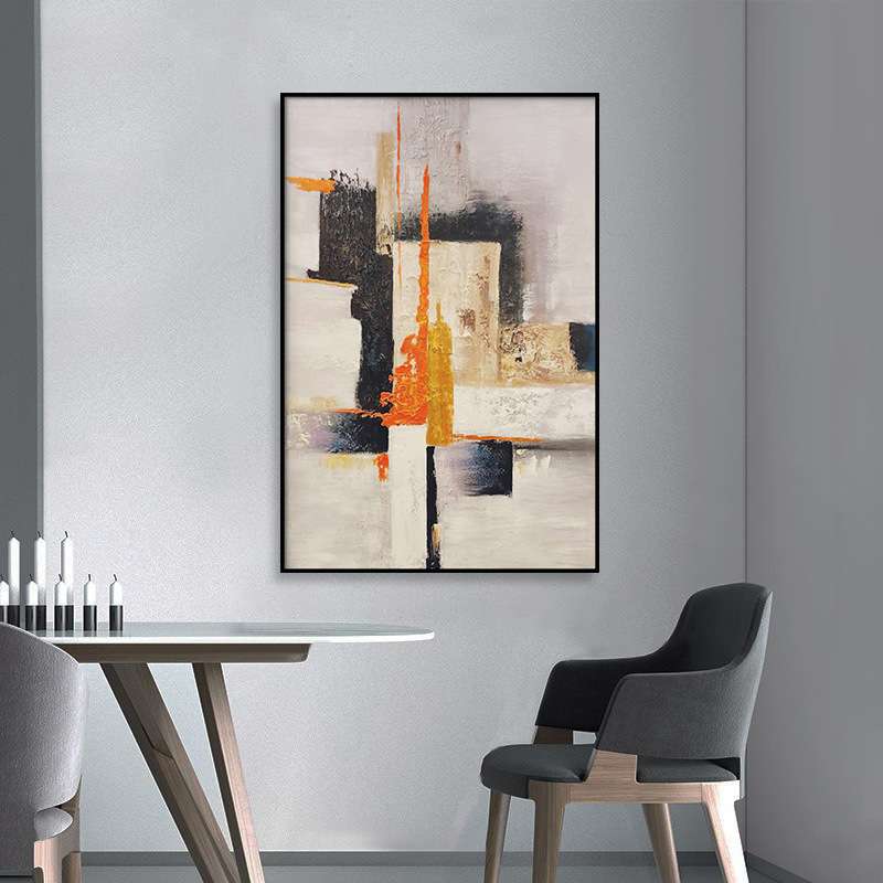 轨迹现代简约餐厅挂画客厅沙发背景装饰画抽象油画长方形玄关挂画图片