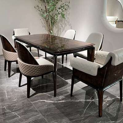 【Bentley宾利餐桌】意式轻奢实木饭桌椅 豪宅别墅长方形餐桌现货