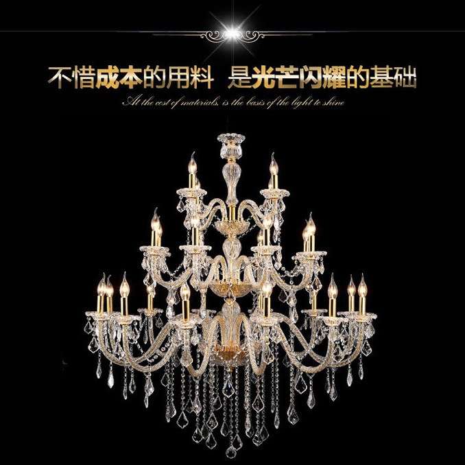 欧式蜡烛水晶灯LED玻璃弯管吊灯客厅餐厅酒店别墅蜡烛吊灯轻奢