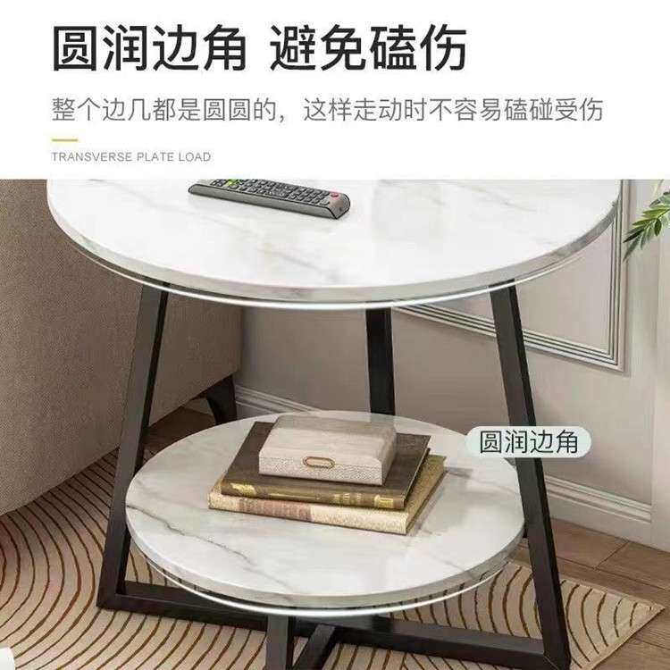 边几轻奢小圆桌欧式小茶几现代创意北欧双层茶几沙发边几客厅边几