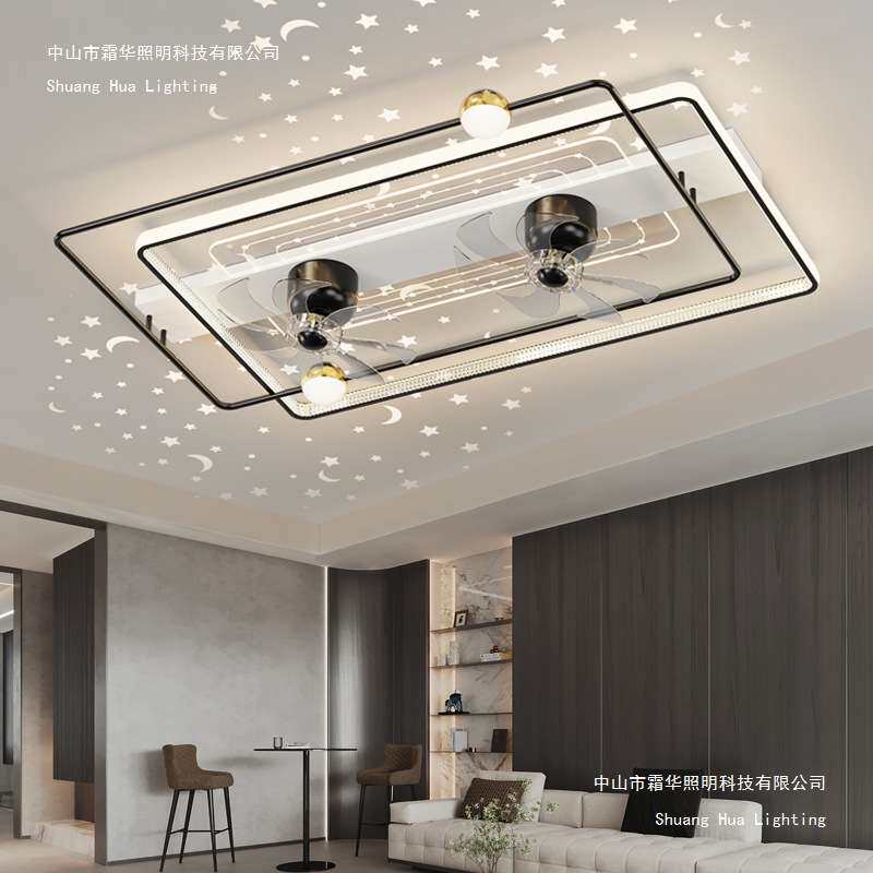 客厅灯2025新款带电风扇一体高档超亮简约现代轻奢卧室摇头吸顶灯