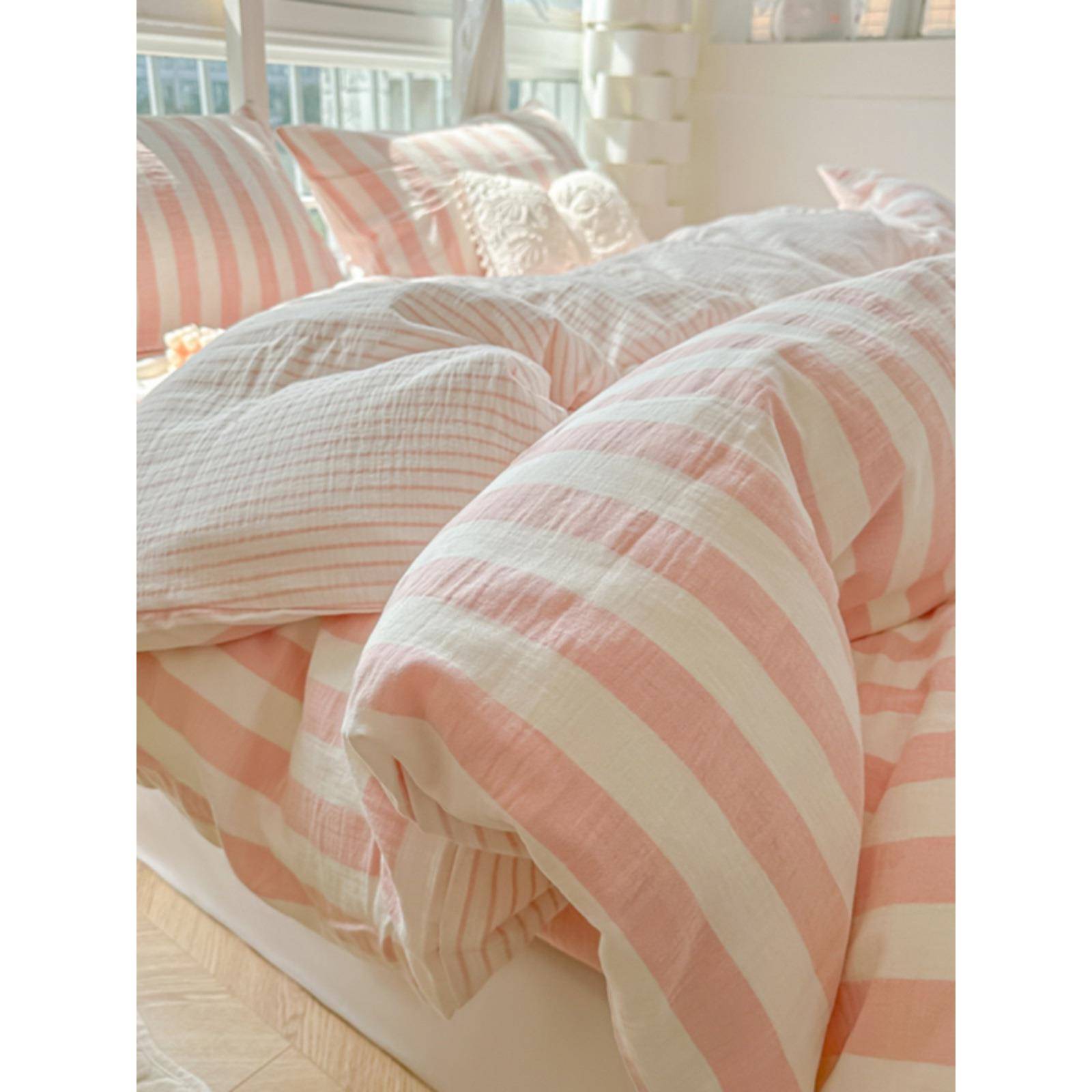 小清新简约公主风全棉被套四件套柔软纯棉床单床笠宿舍床上三件套