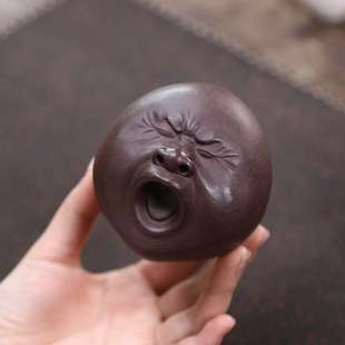 宜兴紫砂打哈欠茶宠丑萌人头像搞怪表情摆件雕塑创意茶具配件可养