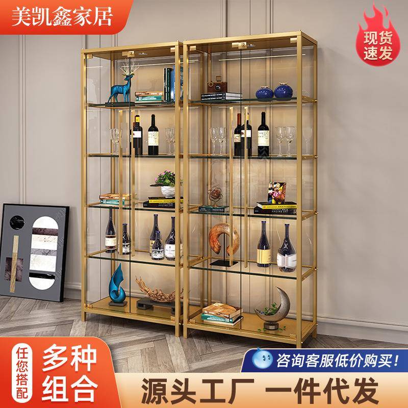 简约酒柜靠墙客厅现代简约带玻璃置物柜家用储物柜轻奢高档展示柜