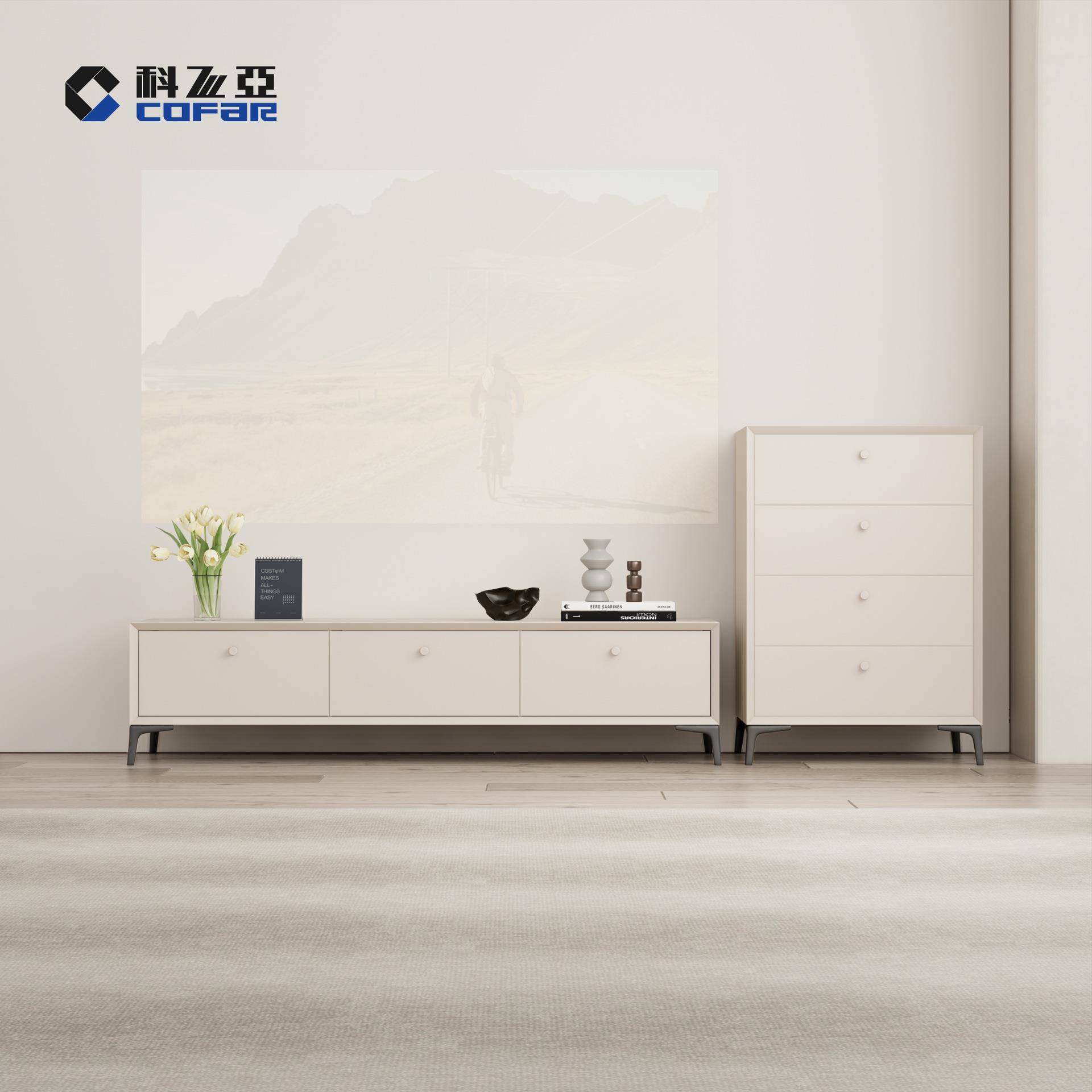 新款一体电视柜客厅钢制抽屉斗柜家用意式组合简约现代收纳储物柜