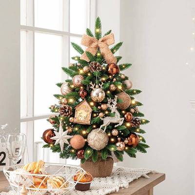 港恒桌面迷你圣诞树摆件家用45/60/90CM套餐树小型圣诞节装饰品