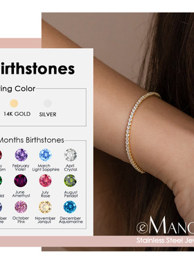 eManco钛钢不掉色时尚单排钻轻奢手链12月生辰幸运石闺蜜学生手饰