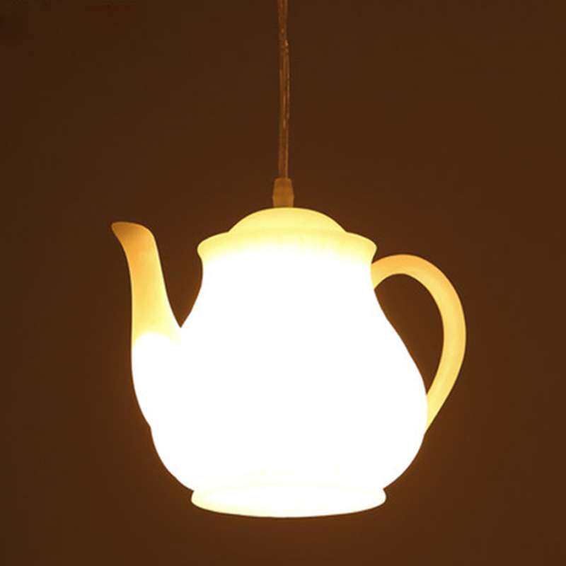后现代LED单头茶壶吊灯茶楼茶餐厅树脂茶壶吧台吊灯创意时尚吊灯