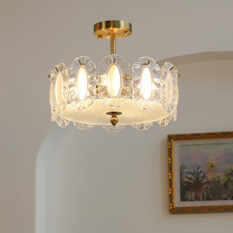 卧室吊灯中古法式水晶吸顶灯复古奶油现代简约轻奢大气珍珠房间灯