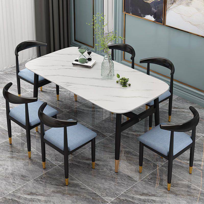轻奢仿理石餐桌椅组合家用饭桌现代简约小户型餐厅长方形吃饭桌子