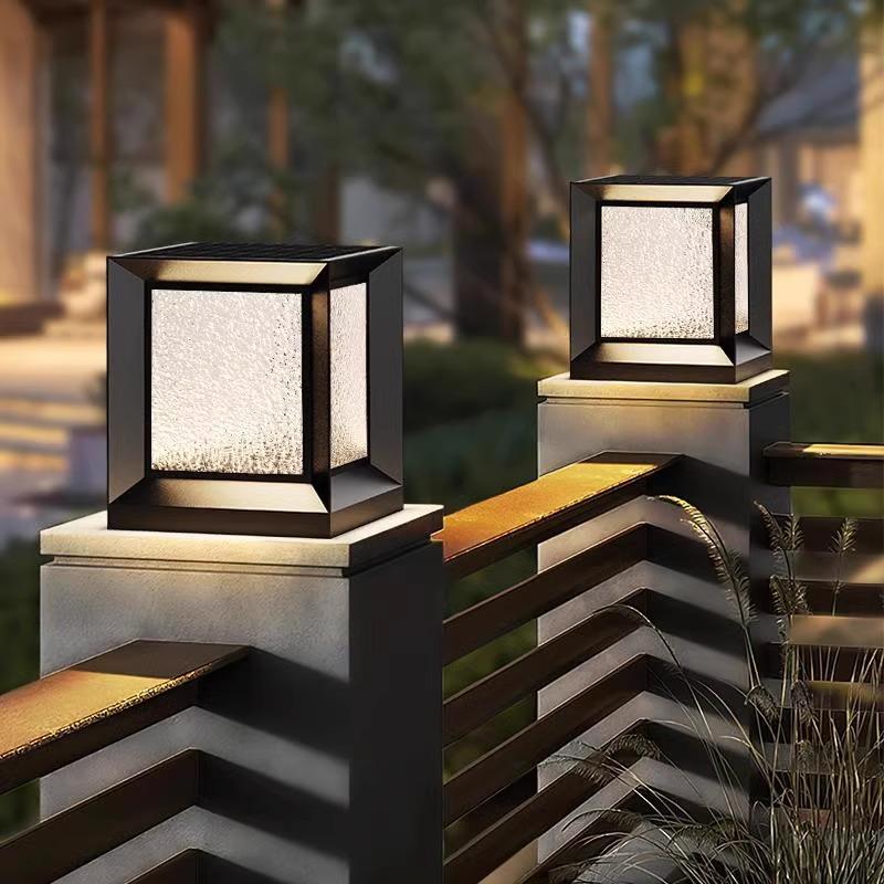 太阳能方形柱头灯户外庭院灯现代防水别墅大门围墙灯花园门柱子灯