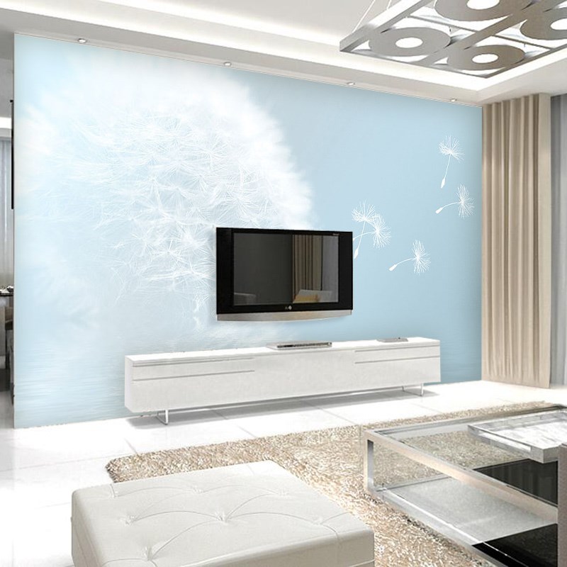 现代简约蒲公英影视墙布18D立体壁画小清新客厅8D电视背景墙壁纸