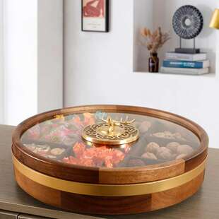 九宫格新中式实木干果收纳盒糖果盒轻奢客厅茶几摆件带盖大坚果盒