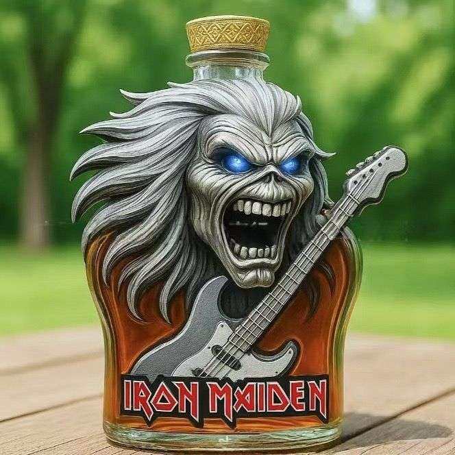 跨境新品Eddie威士忌酒瓶 lronmaiden乐队吉祥物高硼硅玻璃空酒瓶