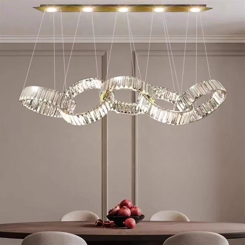 后现代轻奢水晶吊灯简约创意个性客厅高档时尚大气圆环餐厅吧台灯