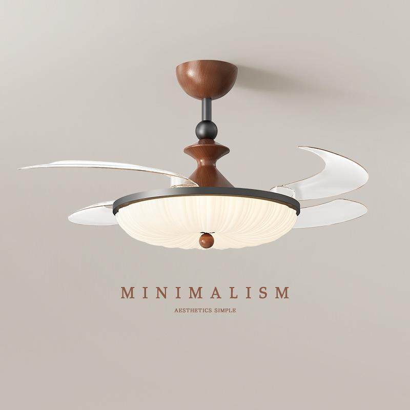 2025新款风扇灯中古温馨波浪圆形超薄护眼静音隐形卧室餐厅吊扇灯