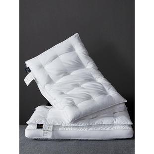 软糯蓬松柔赛丝双层羽丝绒枕芯全棉60支贡缎护颈枕中高枕头单人