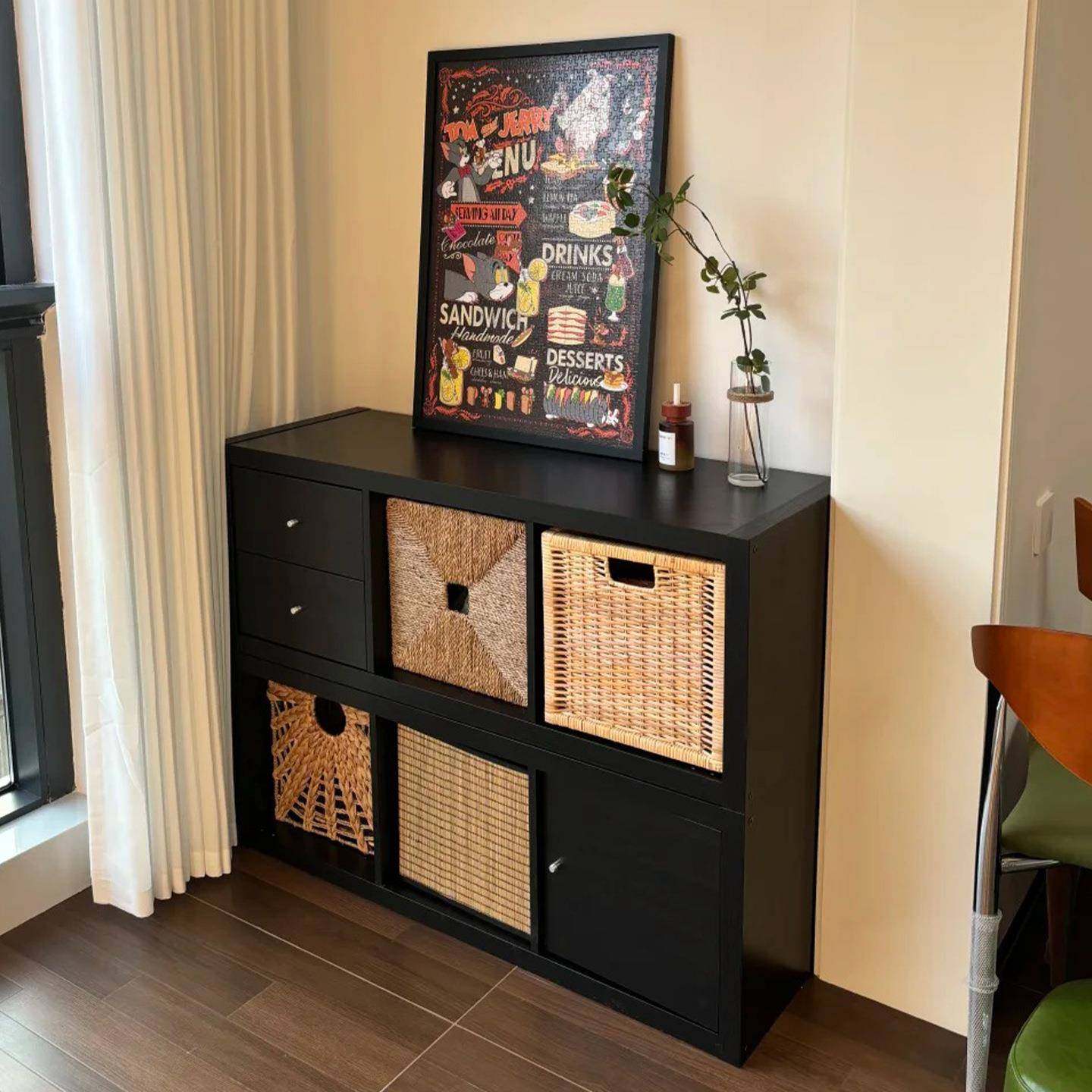 中古风书柜储物柜一体靠墙置物柜黑色格子柜客厅展示柜阳台收纳柜,电子元器件市场,其它元器件,淘宝优惠券,粉丝福利购,淘宝优惠卷