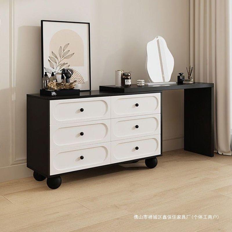 新款实木法式复古梳妆台斗柜小户型卧室床尾化妆桌妆台一体收纳柜