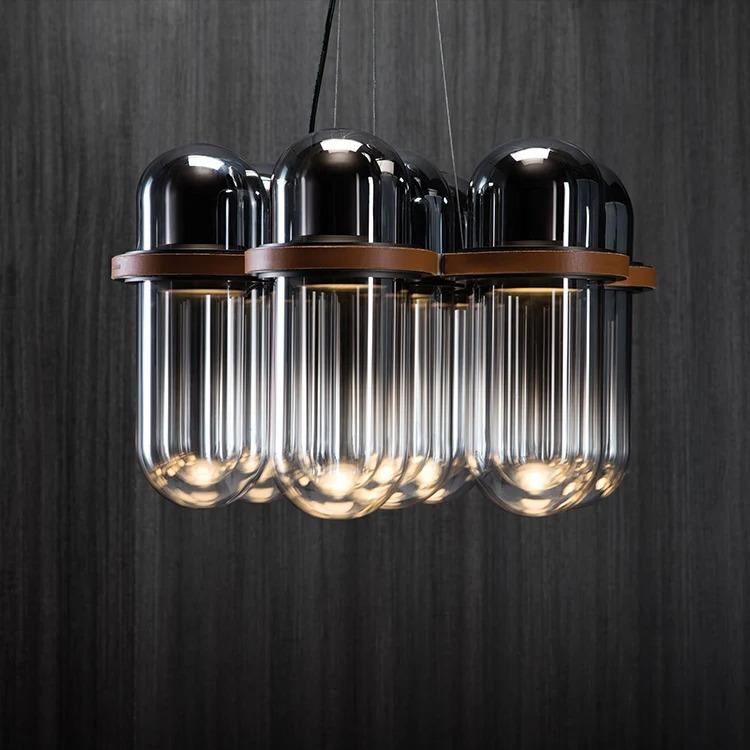 轻奢玻璃卧室床头吊灯现代简约吧台咖啡厅样板间设计师皮革小吊灯