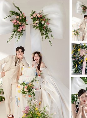 白色超大蝴蝶结婚纱照写真情侣拍照道具店铺橱窗装饰网红打卡背景