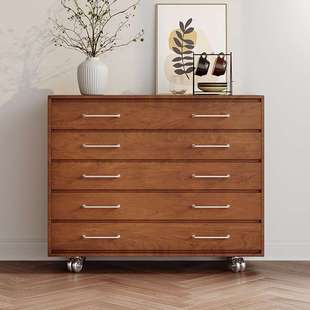 家居中古五斗柜复古餐边柜沙发边柜实木移动储物柜卧室床尾柜