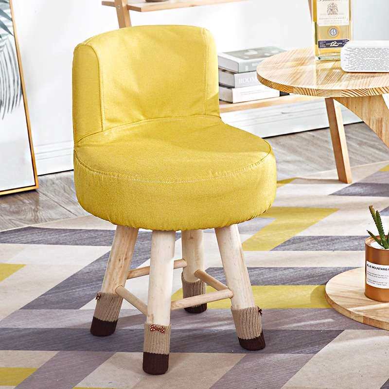 布艺全实木靠背小凳子经济型创意现代简易家用小矮凳板凳椅子简约