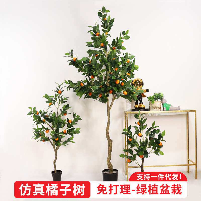 仿真桔子树假绿植盆栽人造塑料发财橘子树店铺装饰橱窗造景仿真树