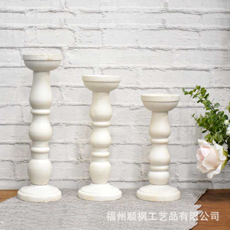 法式木质仿古蜡烛台婚礼装饰蜡烛架客厅摆件复古蜡烛座烛台蜡烛座