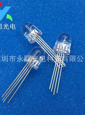 10MM全彩RGB灯珠透明led直插灯珠f10发光二极管共阳灯珠