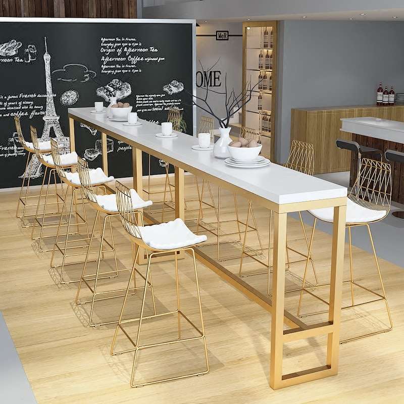 北欧奶茶店吧台长桌咖啡厅铁艺高脚桌休闲吧餐厅靠墙高脚桌椅组合