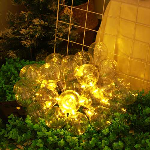 太阳能LED灯泡灯串户外庭院装饰圣诞灯串防水挂灯
