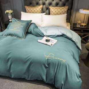 单件被套150*200cm单人双人200*230cm亲肤棉被罩纯色刺绣男士