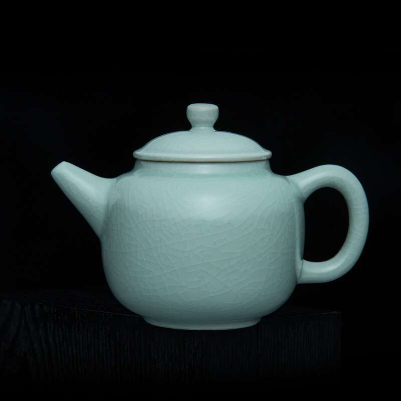 汝道 汝窑茶壶大号单壶 汝瓷可养蝉翼开片 陶瓷家用泡茶壶