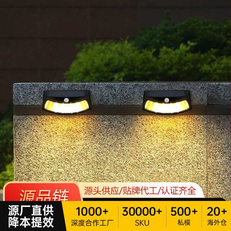 太阳能庭院户外灯 家用室外园林过道照明别墅花园人体感应led壁灯