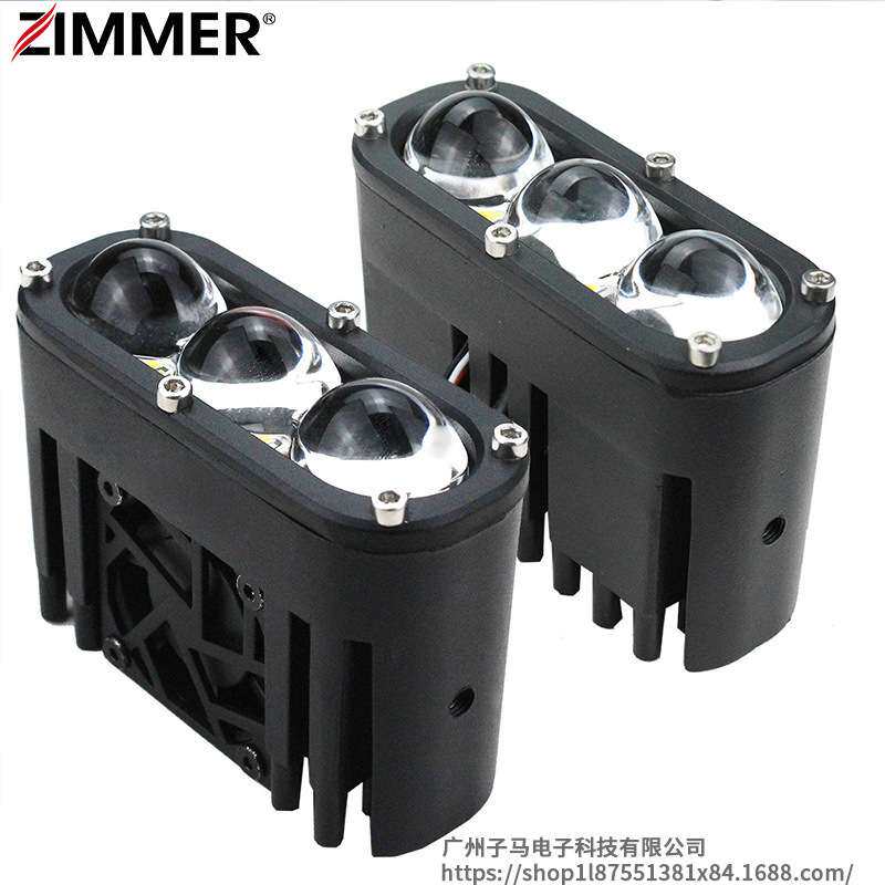 ZIMMER新款大功率120W三眼透镜LED白黄双色射灯S3 MAX汽车中网