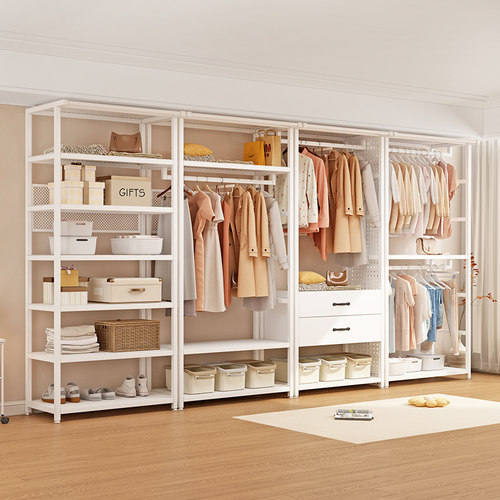 开放式挂衣架多层组合落地式金属衣柜全金属步入式卧室家用衣帽间