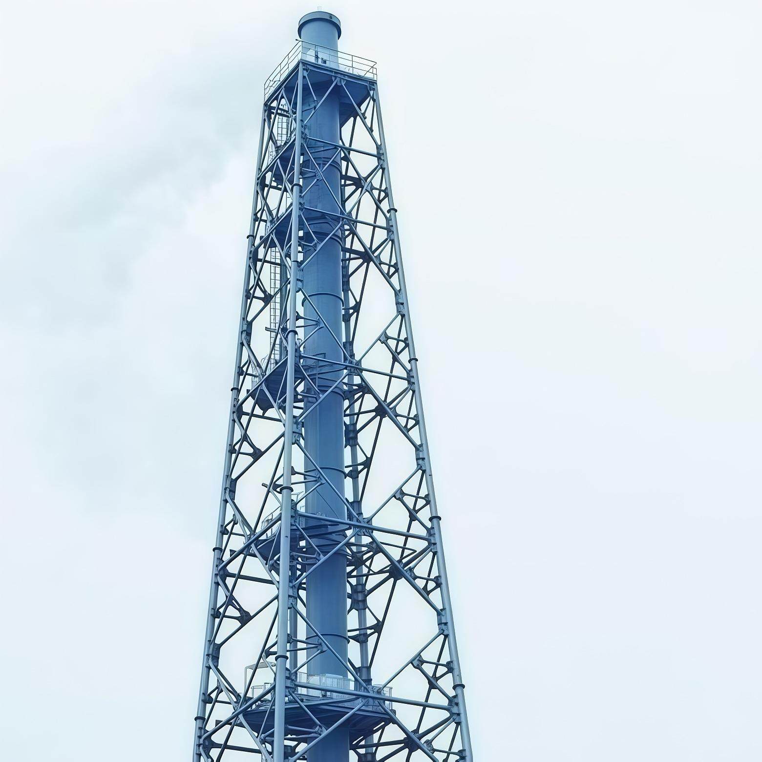 玻璃钢不锈钢PP聚氨酯螺旋钢管排气筒止晃塔架热镀锌防腐高抗风性