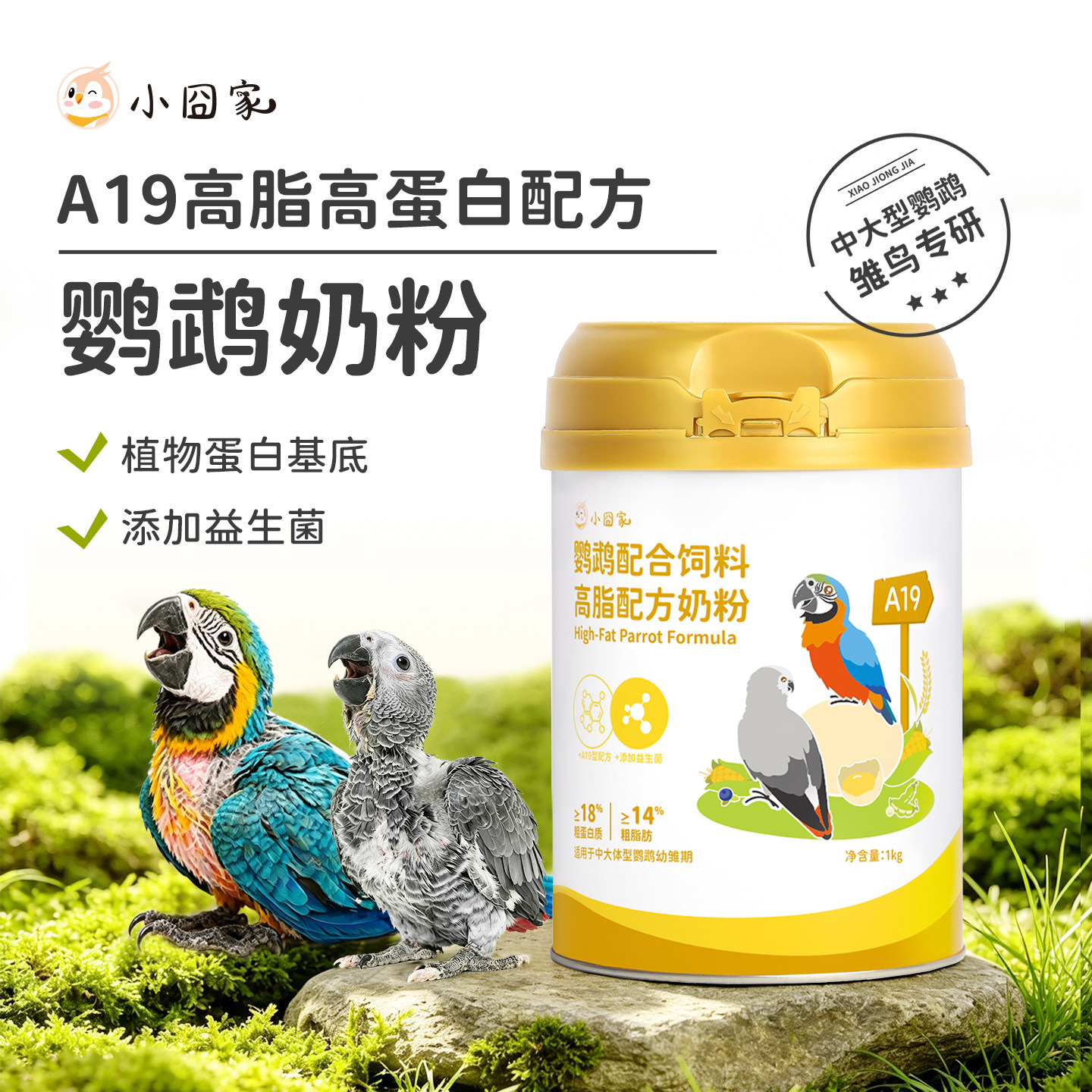 鹦鹉奶粉a19幼鸟专用高脂高能奶粉中大型鹦鹉鸟食手养雏鸟营养品