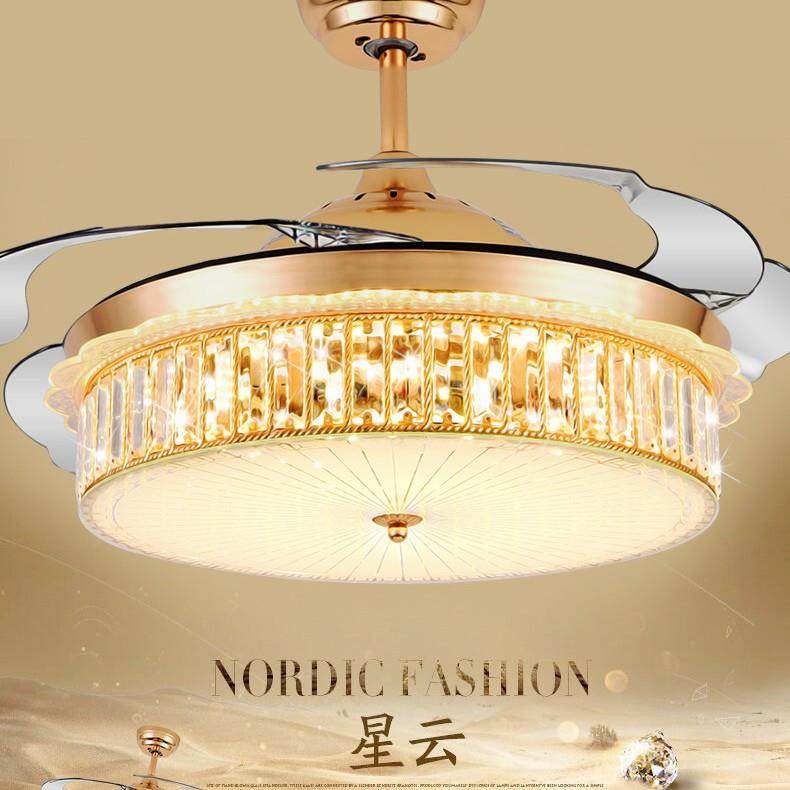 风扇灯吊扇灯 客厅餐厅隐形电扇灯简约带灯吊扇欧式家用风扇吊灯