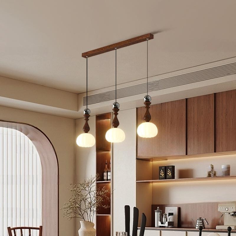 餐厅吊灯感法式中古风木艺设计师轻奢餐桌吧台饭厅吊灯led三头灯