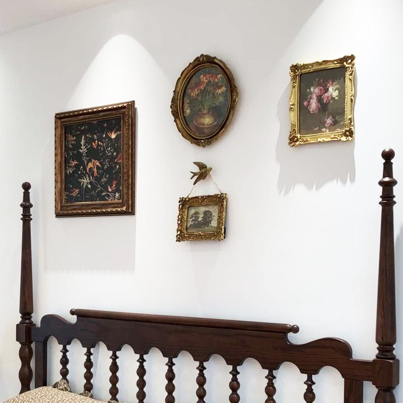 美式复古客厅装饰画法式钢琴民宿卧室挂画餐厅玄关椭圆形相框摆件图片