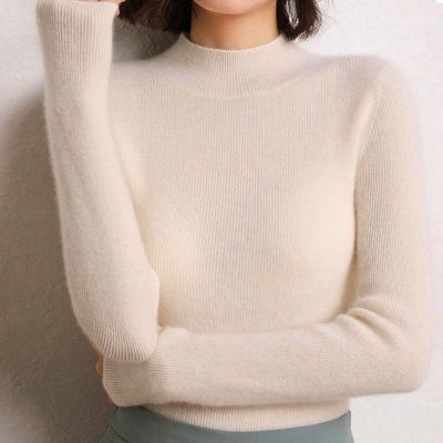 高领打底衫女高端轻奢高级感超软羊毛衫女长袖半高领纯色修身内搭