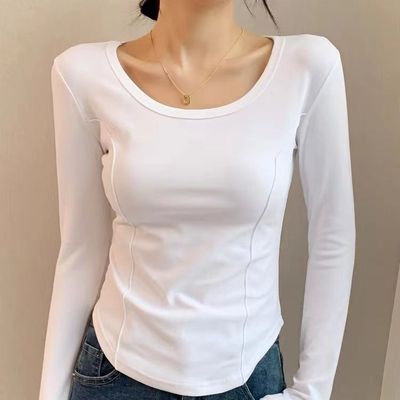 打底衣女内搭高级感可外穿配大衣白色纯棉打底衫女内搭秋冬季新款