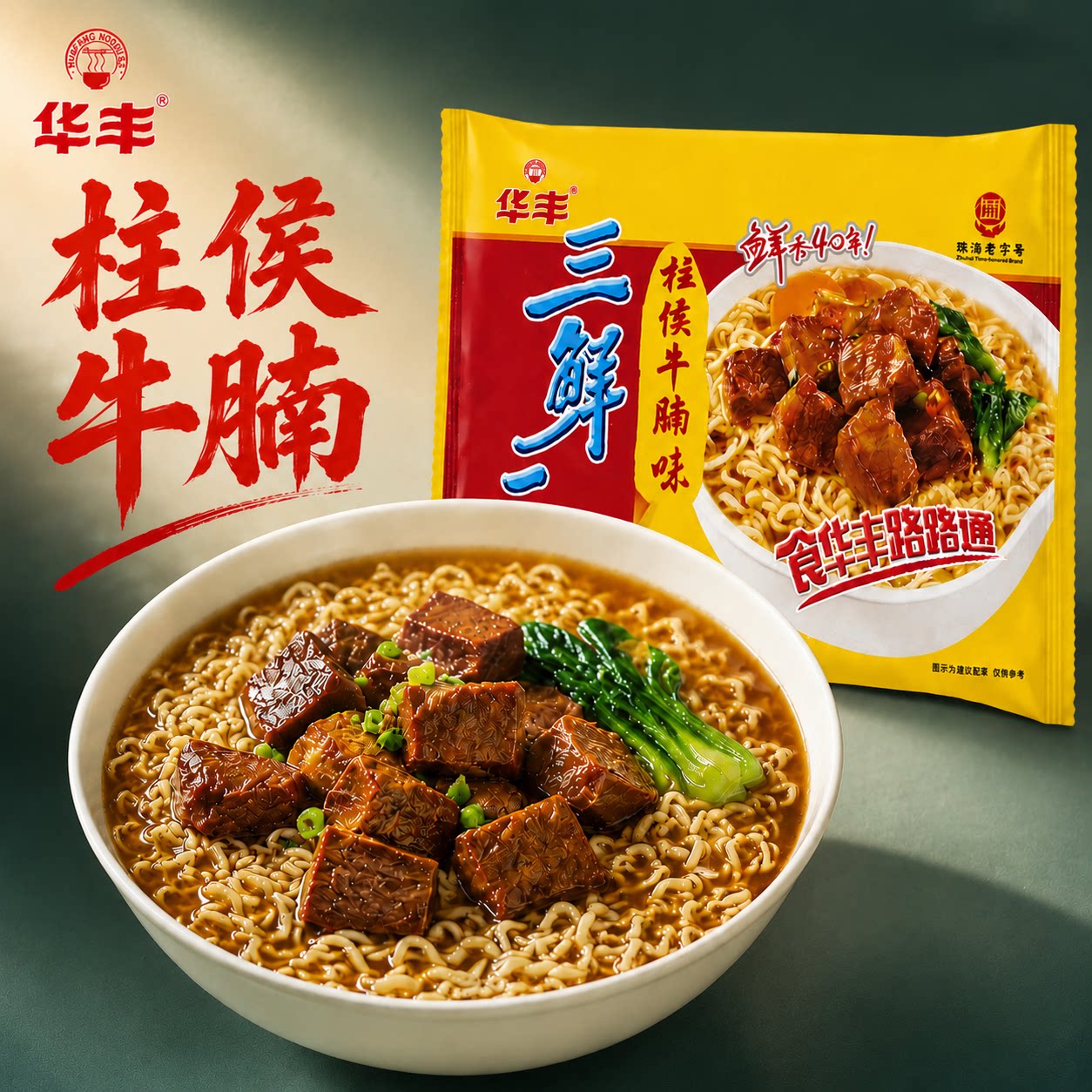 华丰三鲜伊面柱侯牛腩味袋装代餐图片