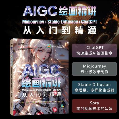 【新华正版】 AIGC绘画精讲Midjourney+Stable Diffusion+ChatGPT从入门到精通 未蓝文化 中国青年出版社