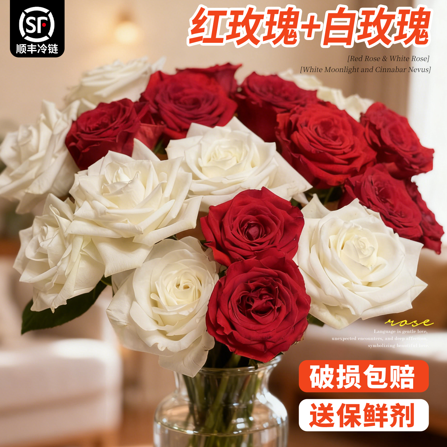 淘花郎鲜花红玫瑰白玫瑰花特价
