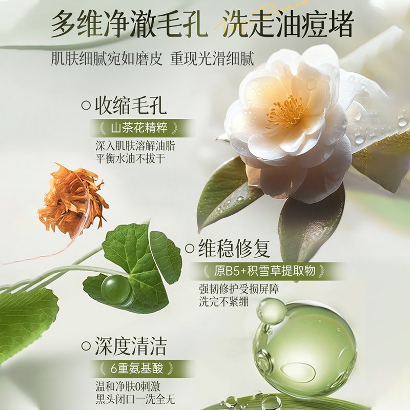 肌诗谜山茶花氨基酸洗面奶颜补水保湿深层清洁毛孔泡沫洁面乳1号A